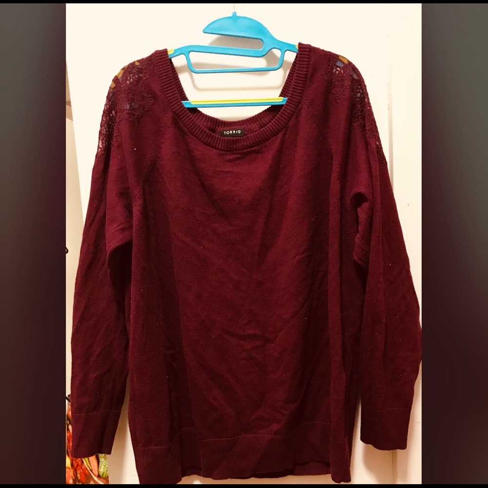 Torrid lace cut out sweater